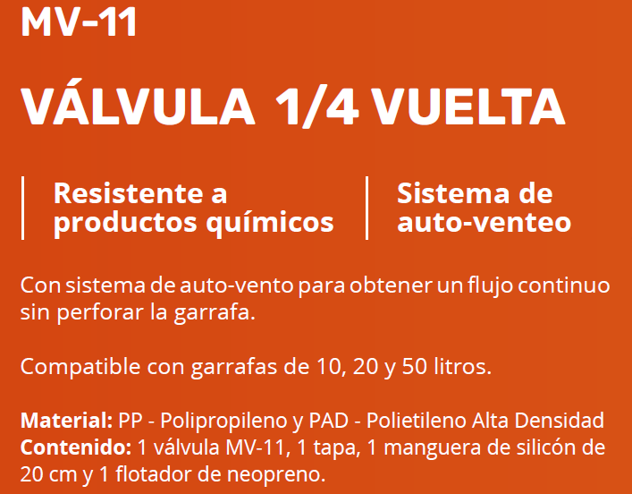 Válvula con cierre de palanca de un cuarto de vuelta y sistema de auto-venteo para garrafas con rosca de 61 mm, ideal para líquidos como agua, solventes, jabón líquido, gasolina y aceite; flujo continuo y diseño anti goteo, para garrafas de 10,20 y 50 litros. Válvula con cierre de palanca de un cuarto de vuelta y sistema de auto-venteo para garrafas con rosca de 61 mm, ideal para líquidos como agua, solventes, jabón líquido, gasolina y aceite; flujo continuo y diseño anti goteo, para garrafas de 10,20 y 50 litros.